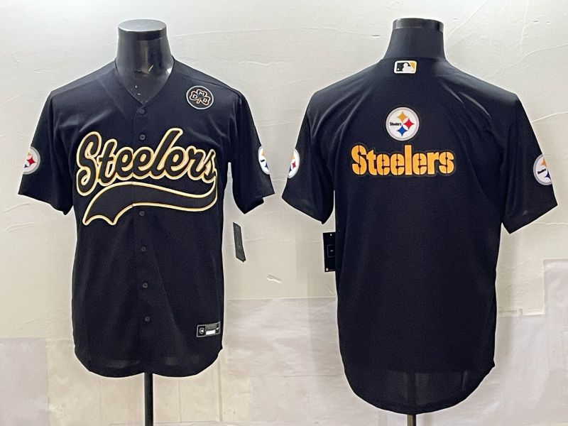 Men 2025 Nike Pittsburgh Steelers Blank Black Joint Name  Limited NFL Jersey style 047->pittsburgh steelers->NFL Jersey